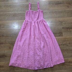 Chelsea28 Women's Pink Walflower Barbiecore Smocked Midi Dress S Cottagecore